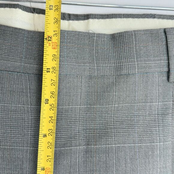 Mens Gray Plaid Pleated Cuffed Wool Dress Pants Size 34 X 32 - Picture 15 of 15